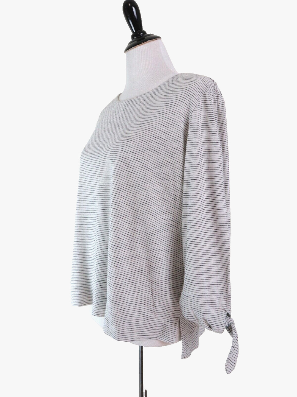 Habitat Size XS Striped Cotton Jersey Knit Top Tie Black White